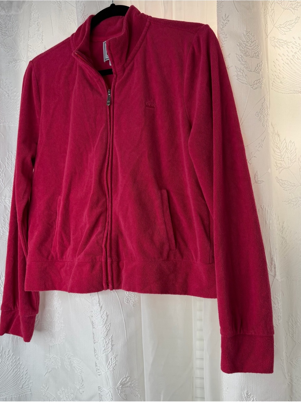 Juicy Couture Raspberry Zip-Up Fleece Bomber Jacket